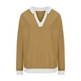 thumbnail image 4 of Charmgo Womens Sweatshirt Under $15, Womens Oversized Sweatshirt Casual 2024 Trendy Color Block V Neck Lapel Shirts Loose Dressy Tops Pullovers Sweatshirts Oversized, Winter Clothes for Women Khaki S, 4 of 4