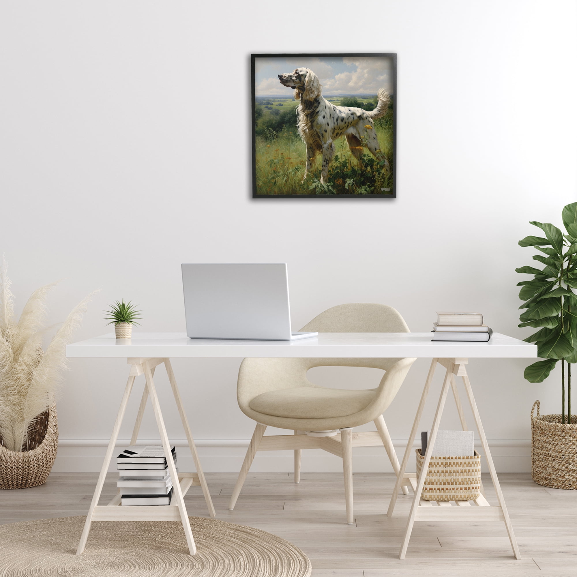 Stupell Industries Dalmatian Dog in Countryside Animals & Insects Painting Black Framed Art Print Wall Art, 24 x 24