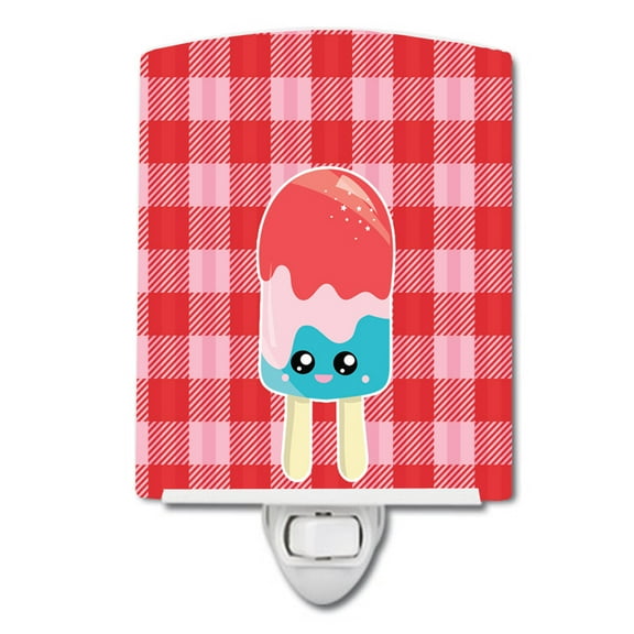 Caroline's Treasures BB7067CNL Ice Pop Popcicle Face Gingham Ceramic Night Light, 6x4x3", multicolor