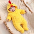 thumbnail image 6 of ZHANGDER Nebworn Baby Chick Costume Infant Girl Boy Outfit Fall Winter Warm Flannel Plush Hood Romper, 6 of 8