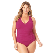 Anne Cole Plus - V Neck Cross Back One Piece