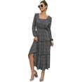 thumbnail image 4 of Women's Long Sleeve Floral Print Flared Flowy Chiffon Maxi Dress, 4 of 6