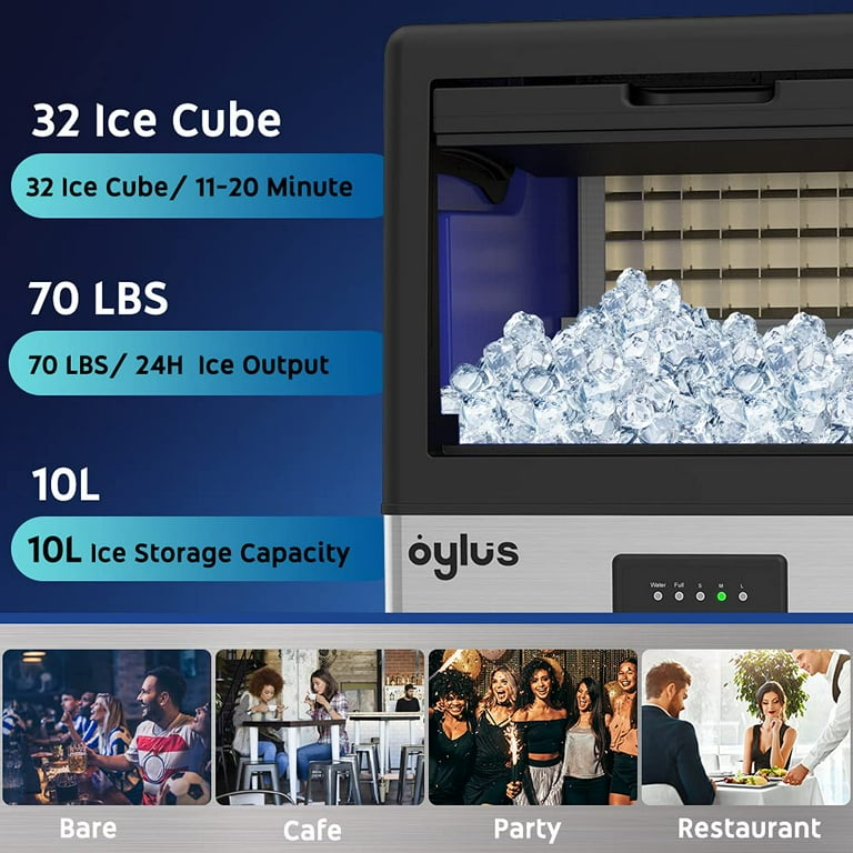 Oylus 26 Lb. Daily Production Cube Clear Ice Portable Ice Maker & Reviews