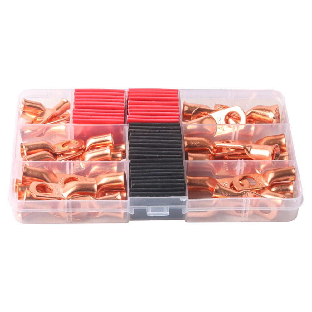 40pcs Copper Battery Welding Cable Lug Wire Ring Terminals Crimp Connectors