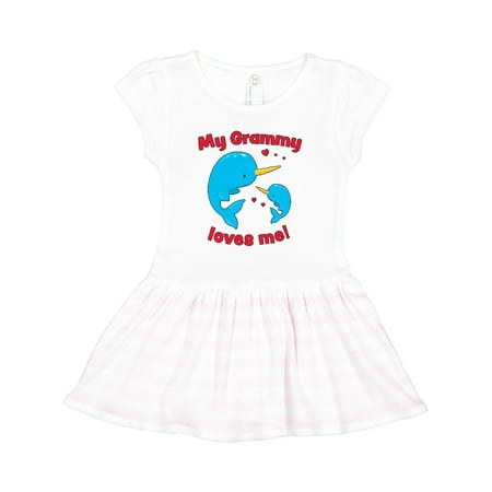

Inktastic My Grammy Loves Me Narwhal Family Gift Toddler Girl Dress