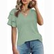 thumbnail image 4 of Fiudx Camisas para Mujer Blusas y Camisas de Manga Corta con Cuello En V para Mujer, Informales, a La Moda, Primavera y Verano, 4 of 7