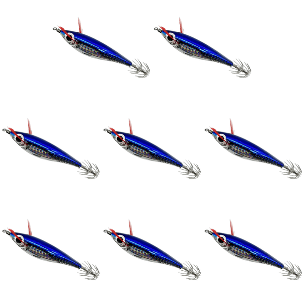 Señuelo Pesca Luminoso Anzuelos Calamar Anzuelo Artificial Cebos Jigging () Azul