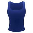 thumbnail image 4 of WENWU Women's Sleeveless Strappy Tank Square Neck Double Layer Workout Fitness Casual Basic Crop Tops 3 Shirt Women Athletic Womens Top, 4 of 5