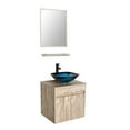 thumbnail image 2 of Eclife 24" Wall Mounted Bathroom Vanity with Glass Vanity Top, Mirror, 2 Doors, Water Saving Faucet, 2 of 8