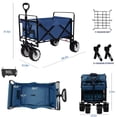 thumbnail image 2 of Beach Wagon Cart ,Outdoor Folding Utility Cart With Universal Wheels Adjustable Handle,180-Degree Rotating ,2 cup holders ,Heavy Duty Collapsible Wagon For Camping, Shopping,Sports, Garden,Blue, 2 of 8
