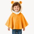 thumbnail image 2 of Fewfanhot Kids Cute BearEar Fleece Hooded Poncho, Button Front Warm Kids Cape Wrap for Daily Outdoor, 2 of 6