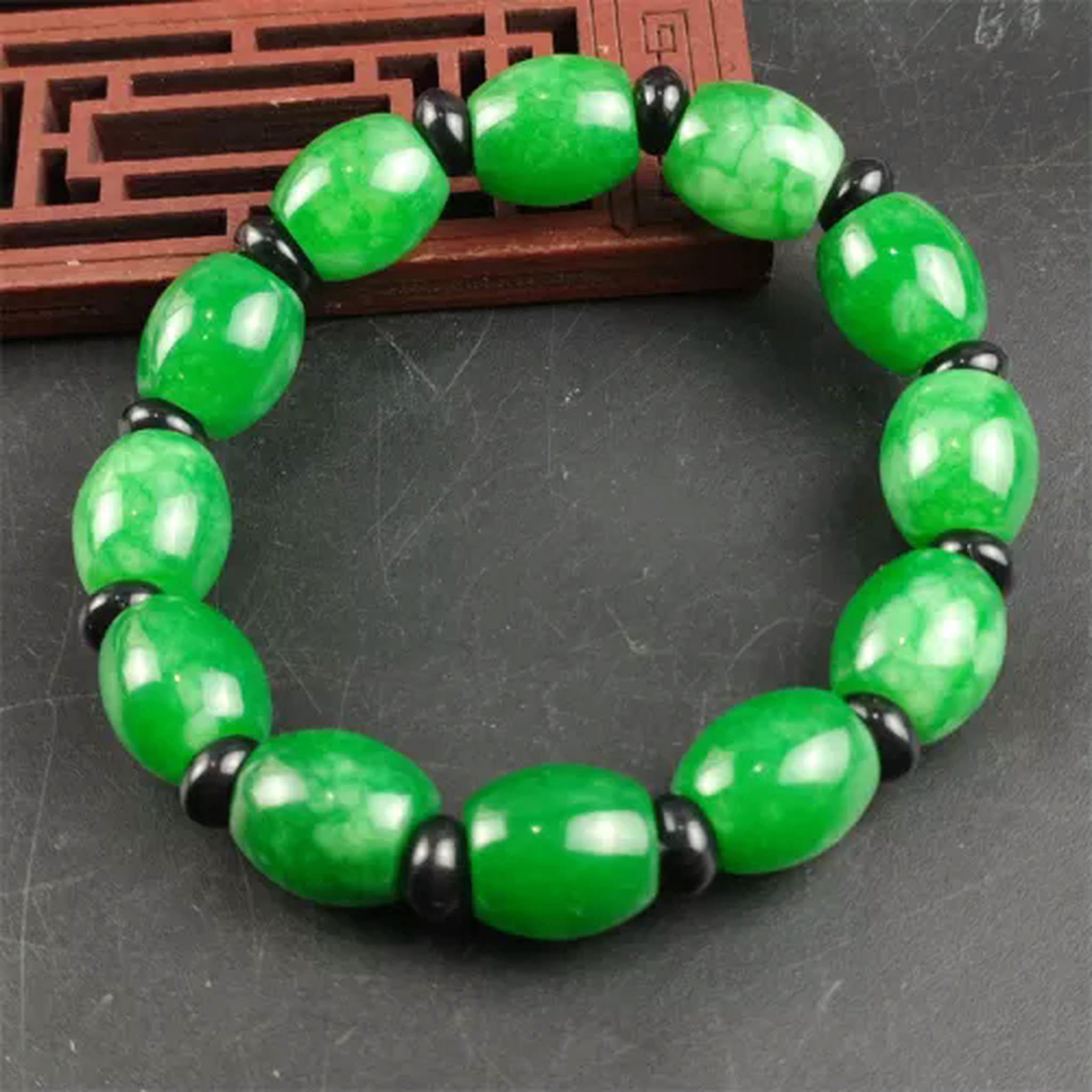 HOOUN Jewelry Guzhu Road Pass Bracelet Dry Emerald Green Jade Bracelet Men and Women