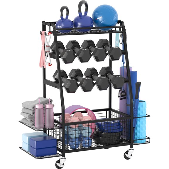 Weight Rack for Dumbbells, Dumbbell Rack, Home Gym Storage Rack with Wheels
