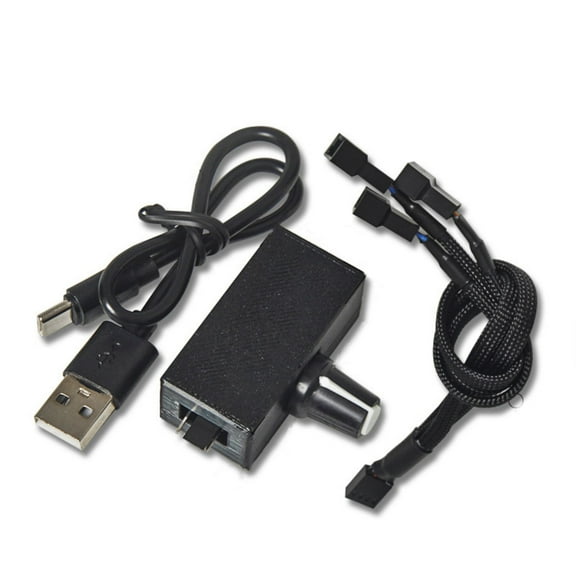 Cooling Fan Speed Adjuster for PC, USB Interfaces with 12V Output, Easy Controls with 4Pin Adapter and Splitter