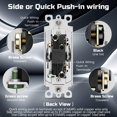 thumbnail image 3 of Thunderway Interruptor de luz blanco mate con placa de pared sin tornillos Decorador de 3 vías Interruptores de pared basculantes de paleta 15A 120V/277V 3 cables con conexión a tierra automática Grad, 3 of 9