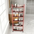 thumbnail image 2 of Red 6-Tier Rolling Cart Kitchen Slim Slide Out Storage Tower Rack with Wheels, Kitchen, Bathroom Laundry Narrow Piaces Utility cart, Mobile Shelving Unit Organizer Trolley for Laundry, 2 of 7