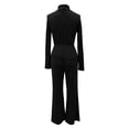 thumbnail image 5 of Women's Autumn/Winter Two-Piece Set: High Neck Long Sleeve Knit Sweater Top + Wide Leg Lounge Pants – Stylish, Elegant & Comfy Casual Airport Outfit, 5 of 5
