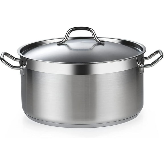 Cooks Standard Stainless Steel Dutch Oven Casserole with Lid, 9 Quart Professional Stock Pot, Casuelas de Acero Inoxidables, Silver
