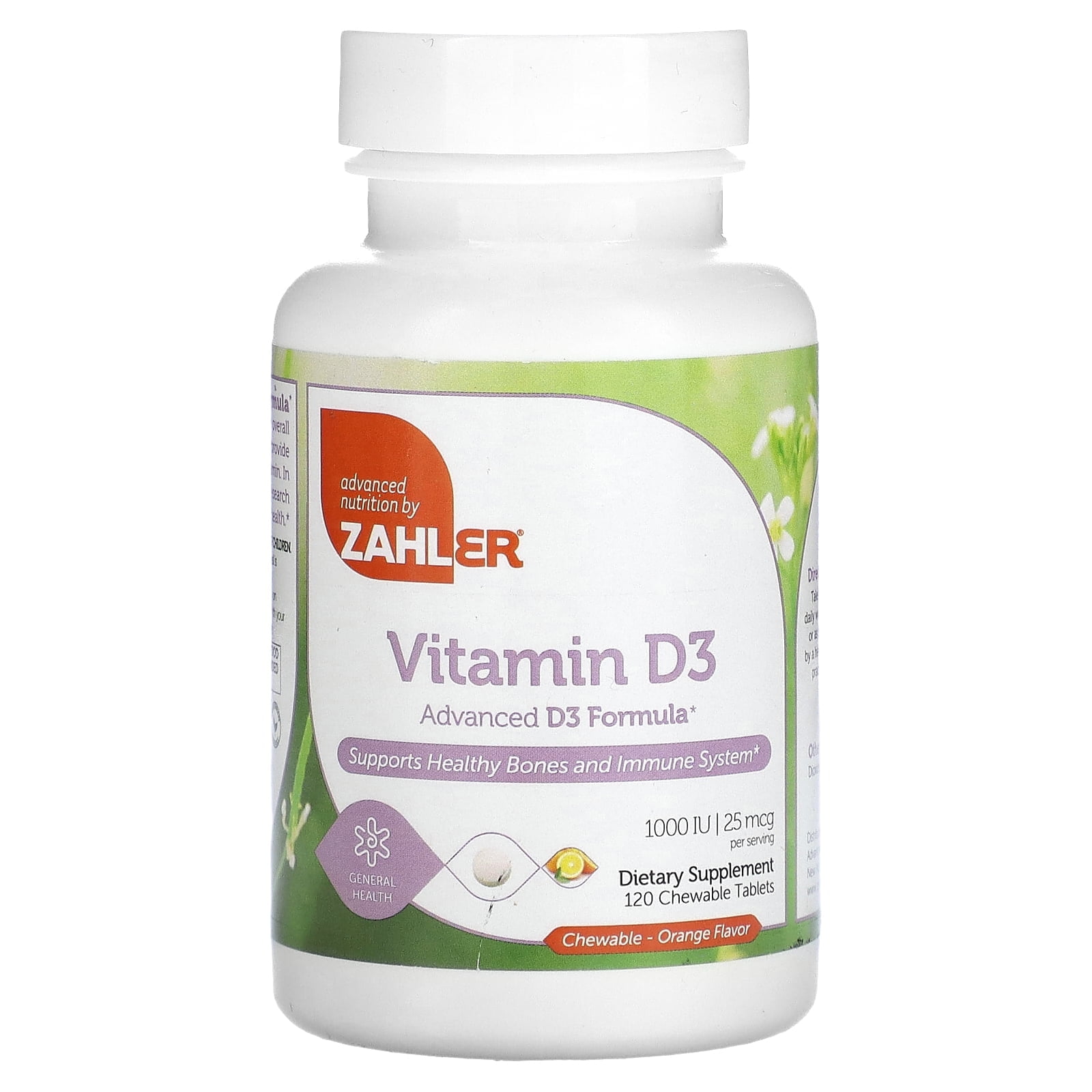Zahler Vitamin D3 Orange Chewable Tablets 1,000 IU, 120 Count, Immune Support, Bone Health, Advanced D3 Vitamin Supplement