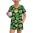 thumbnail image 7 of Girls Boys St. Patrick's Day Outfits 2PC Comfy Casual Printed Short Sleeve V Neck Pullover Top with Shorts Sets with Pockets Navy 15-16 Years, 7 of 7