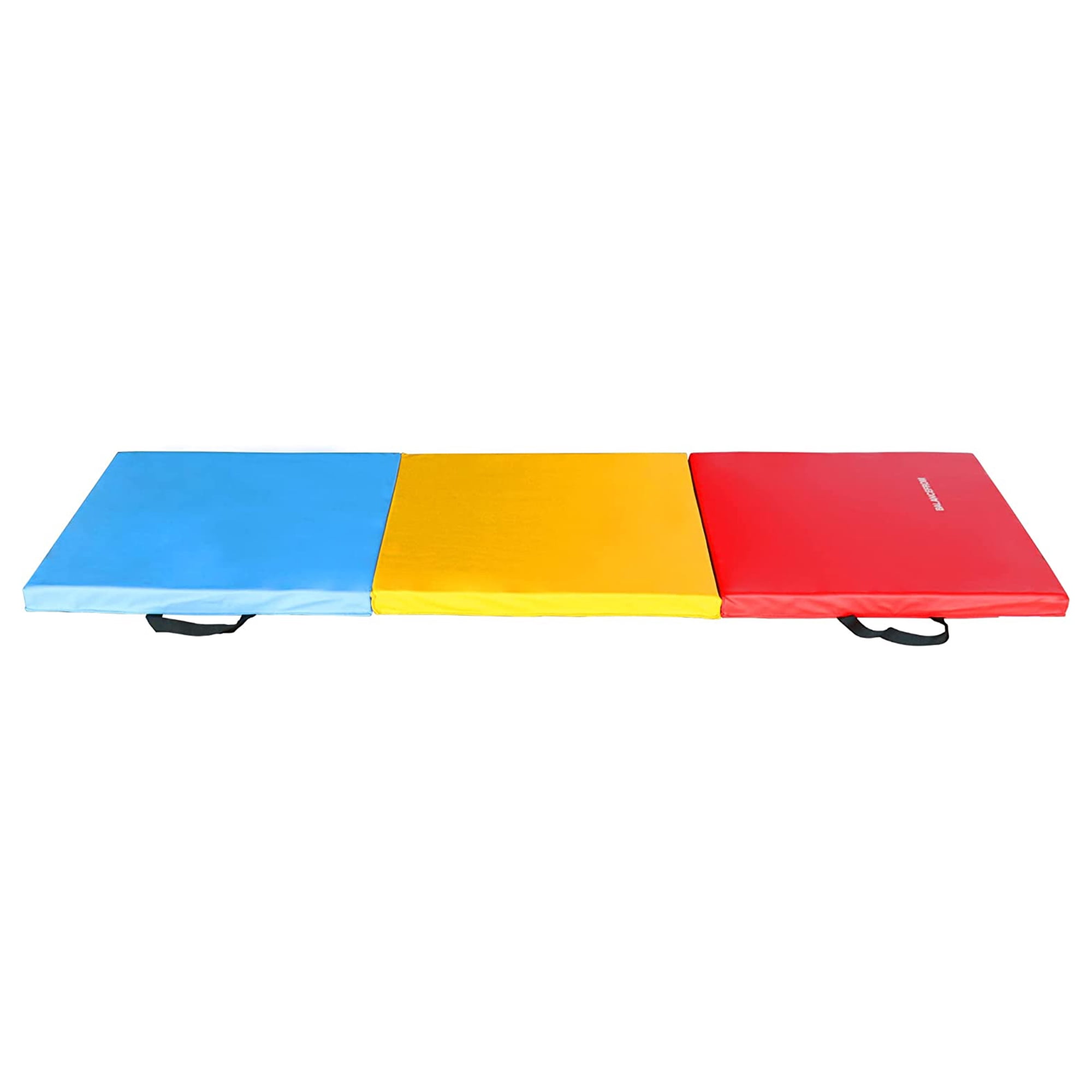 BalanceFrom 6 Ft. x 2 Ft. x 1.5 In. Three-Fold High Density Foam Folding Exercise Mat with Carrying Handles for MMA, Gymnastics and Home Gym, Multi-color