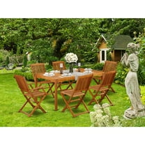 Acacia Patio Dining Set - 7 Piece Outdoor Furniture Set - Table & 6 Chairs