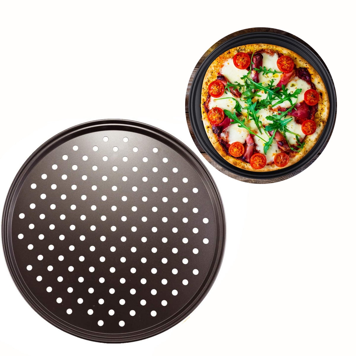 Pizza Pan Non-Stick Carbon Steel Baking Pan Pre-Seasoned Bakeware for Cake Kitchen Cooking Pan 7 Inch 