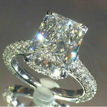 5Ct Radiant Lab Created Diamond Engagement Ring 14K White Gold Plated