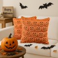 thumbnail image 6 of Jewlalo Halloween Throw Pillow Covers 18x18 Set of 2, Orange Evil Pumpkin Decorations Pillow Cases Soft Plush Faux Fur Wool Couch Cushion Case for Couch Bed Sofa Living Room Home Decor, 6 of 6