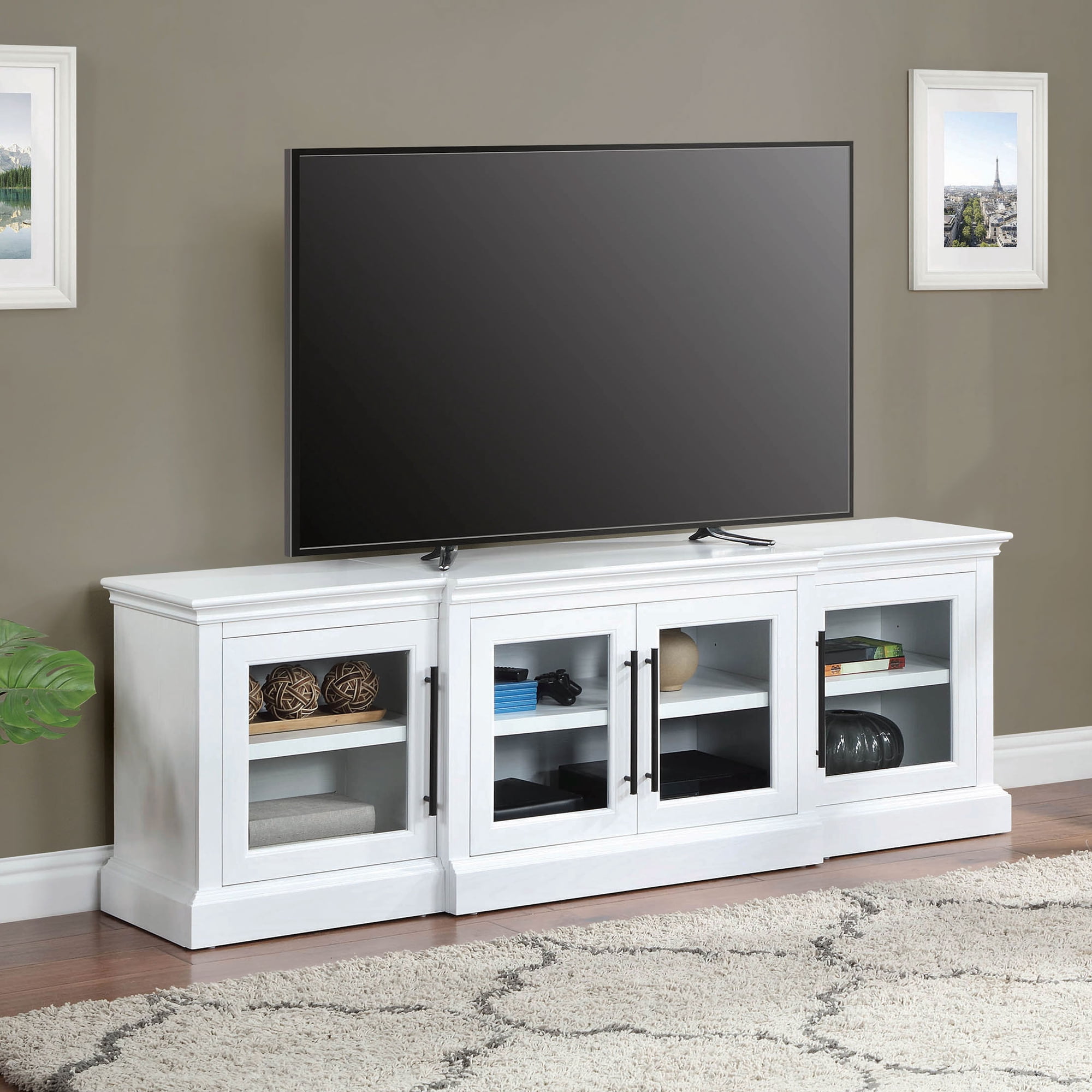 Whalen Rowan Low Profile TV Stand for TV up to 85", White Finish