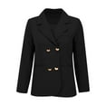 thumbnail image 4 of Breezora Women's Lapel Button Front Long Sleeve Work Coat Casual Professional Style With Pockets L Size Black, 4 of 9