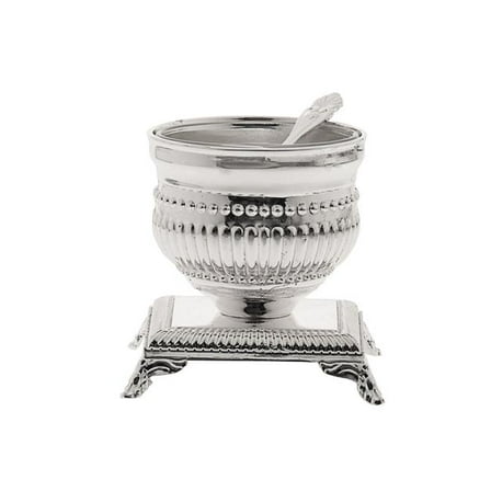 Legacy Judaica 3012 Salt Holder Single Silver Plated with Spoon