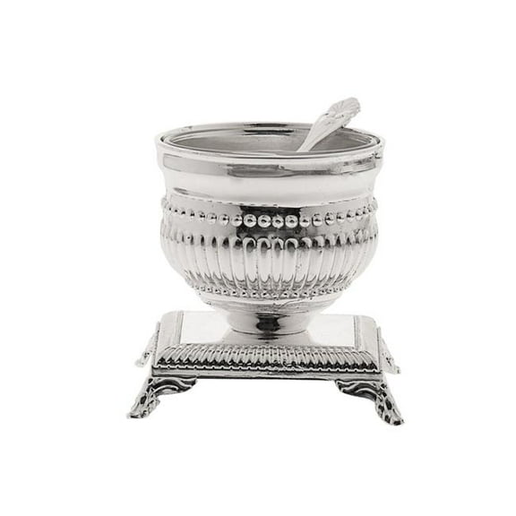 Legacy Judaica 3012 Salt Holder Single Silver Plated with Spoon