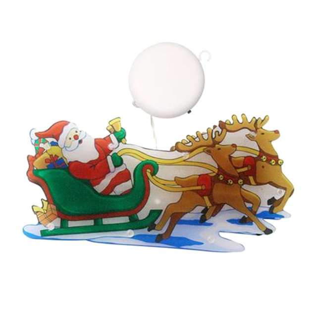 "Adornos Navideños con Ventosas - Luces LED de Santa Claus en Trineo para Decorar Ventanas y Puertas (Sin Pilas)"