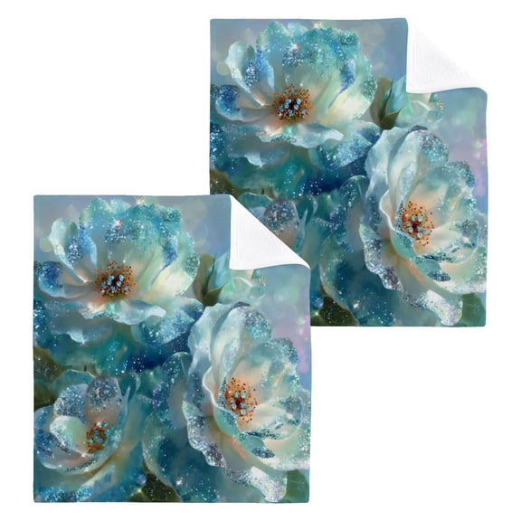 BZSMCE Towel Cotton Face Towel Soft Hand Towels Fashion Aqua Crystal Blossoms Pattern