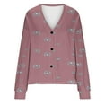 thumbnail image 4 of WRKEKC Botanical Print French Wool Plush Jacket Button Front Fall Winter Soft Coat with Pockets for Coffee Run and Weekend Style Pink M, 4 of 4