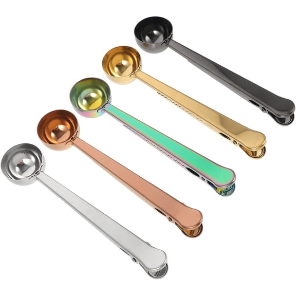 Coffee Scoop with Clip 2 in 1 Stainless Steel,Coffee Spoon with Sealing Clip, Long Handle Spoon Bag Clip for Tea, Coffee, Protein Powder, Oatmeal