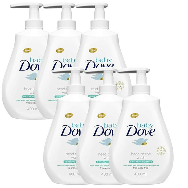 Gel de baño Dove Baby Sensitive Moisture de pies a cabeza, 400 ml, 6 unidades
