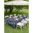 thumbnail image 3 of Outdoor Tablecloth with Umbrella Hole and Zipper, Dandelion Rectangle Table Cloth 60x84 Inch Waterproof Tablecloth, Navy Blue Flowers Modern Minimalist Spring Picnic Table Cover for Patio Camping, 3 of 7