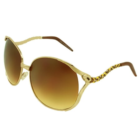 Vr28 Brown Lens - Elegant Oval Fashion Sunglasses Gold Brown Frame Amber Lenses