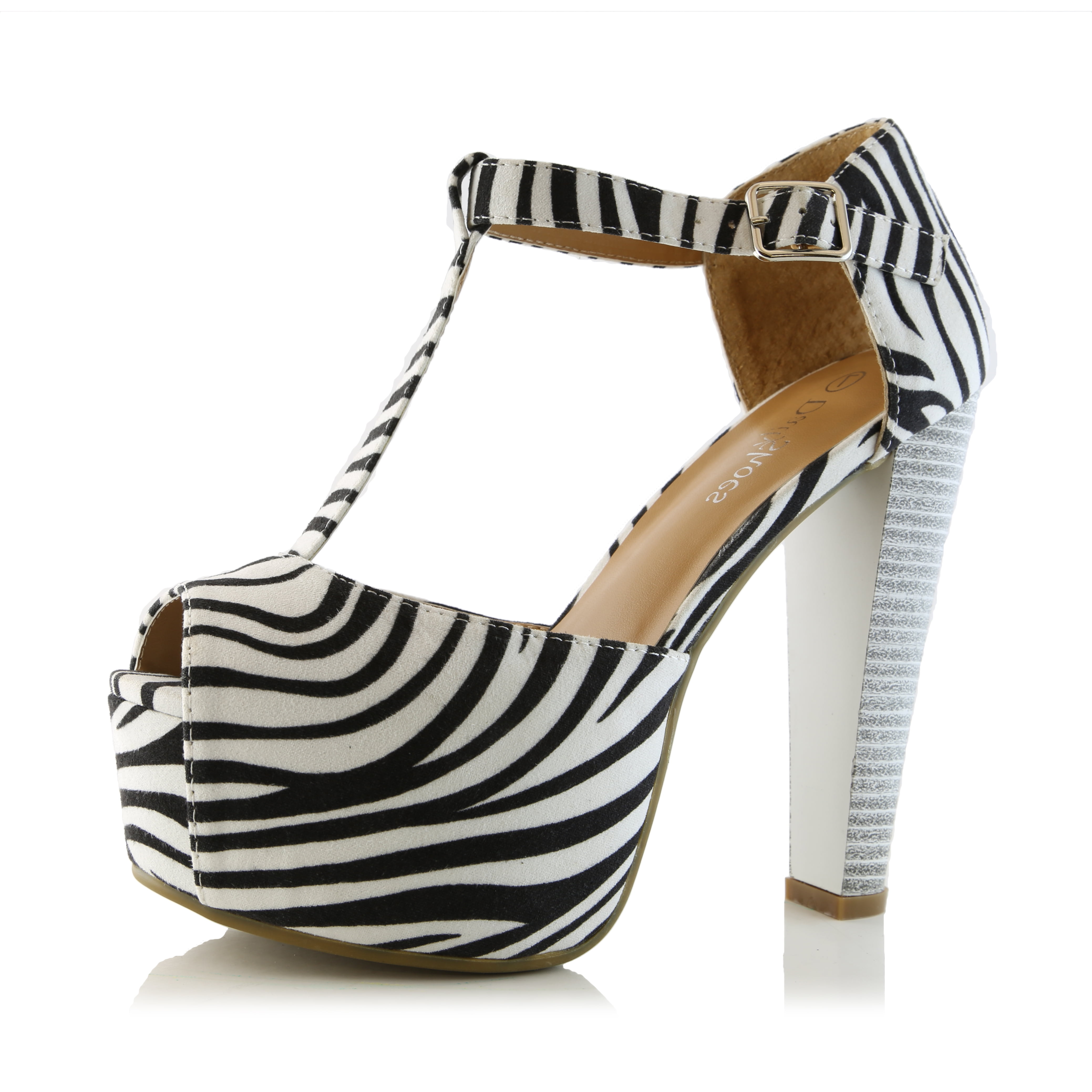 zebra platform heels