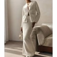 thumbnail image 5 of Women 2 Piece Skirt Sets Long Sleeve Button-Up Outerwear with Maxi Skirt Vacation Outfits Milky White S, 5 of 8