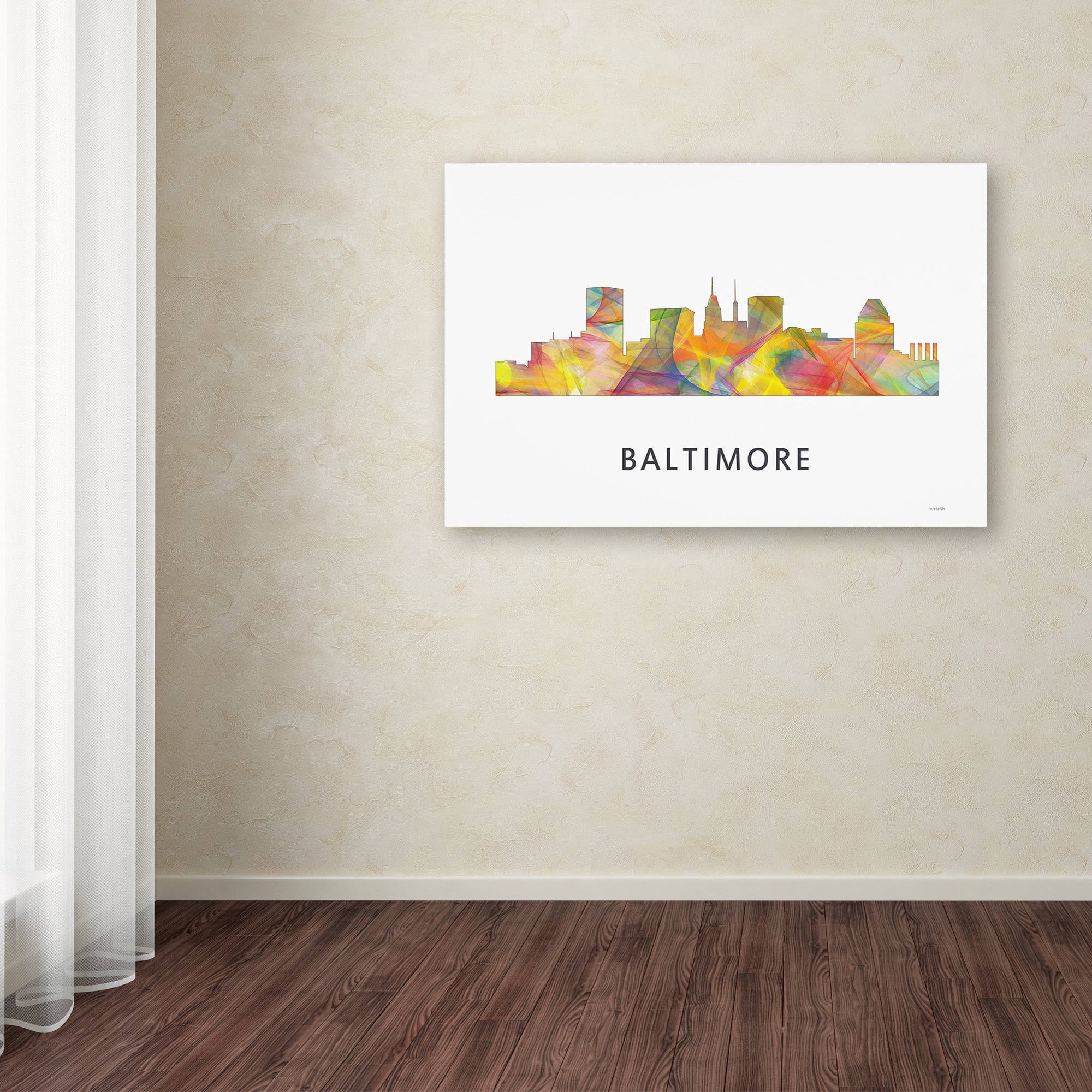 Trademark Fine Art 'Baltimore Maryland Skyline WB-1' Canvas Art by Marlene Watson