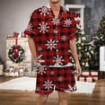 thumbnail image 2 of Tiweut Comfy Pajamas Sets Mens Christmas Multicolored Floral Printed Silk Satin Short Sleeved Lapel Button Up T-Shirts and Shorts Set Holiday Ladies Sleepwear Set,Wine,M, 2 of 4