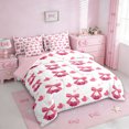 thumbnail image 2 of Erosebridal Pink Bowknot Kids 7pcs Bedding Comforter Set,Cute Cherry Red Loves Queen Bedding Sets For Bowtie Lover,Reversible pink, 2 of 7