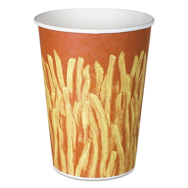SOLO CUPS Paper French Fry Cups 32ozYellow/Brown Fry Design 500/Crtn