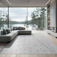 thumbnail image 2 of ODIKA 6'x9' Washable Area Rug Cute Navy Print Whimsical Playful Entry Scattered Pink Flowing Dynamic for Family Room, Living Room, Master Bedroom, Non-Slip, Easy Care, 2 of 7