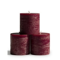Burgundy 3" Pillar Candles with 40-hour Burn Time, (3 Count)