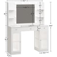 thumbnail image 5 of DIYSET Makeup Vanity Desk with Mirror and Lights, Glass Top Vanity with 2 Taller Acrylic Cabinets & 3 Lighted Drawers & 4 Shelves, Hollywood Bulb Vanity Table with Power Outlets, White, 5 of 9