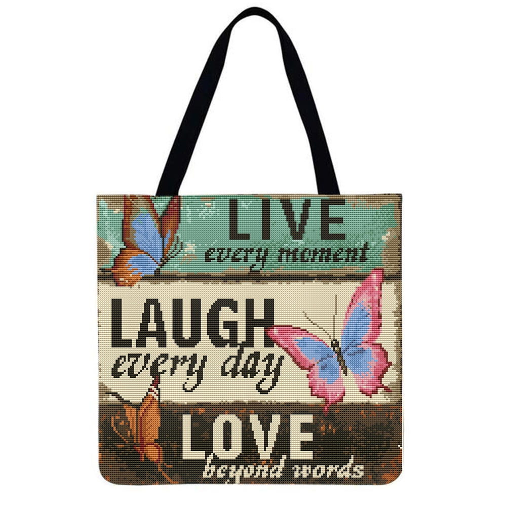 Ltesdtraw Butterfly Printed Shoulder Shopping Bag Casual Large